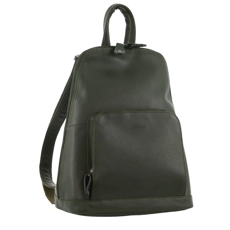 Load image into Gallery viewer, Milleni Womens Twin Zip Backpack Nappa Italian Leather Travel Bag - Grape Leaf-0
