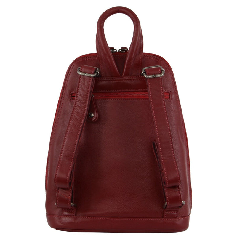 Load image into Gallery viewer, Milleni Womens Twin Zip Backpack Nappa Italian Leather Bag Travel - Red-3
