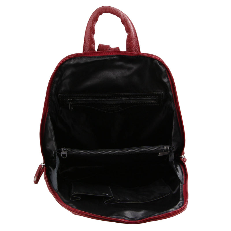 Load image into Gallery viewer, Milleni Womens Twin Zip Backpack Nappa Italian Leather Bag Travel - Red-4
