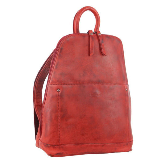 Milleni Genuine Italian Leather Soft Leather Backpack Travel Bag - Red-0