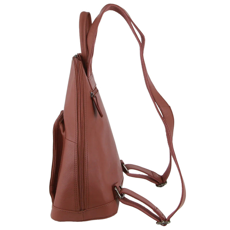 Load image into Gallery viewer, Milleni Ladies Backpack Leather Twin Zip Rucksack School Shoulder Bag - Rose-2
