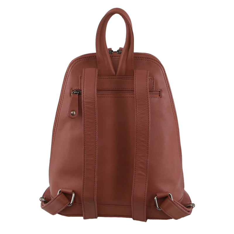 Load image into Gallery viewer, Milleni Ladies Backpack Leather Twin Zip Rucksack School Shoulder Bag - Rose-3
