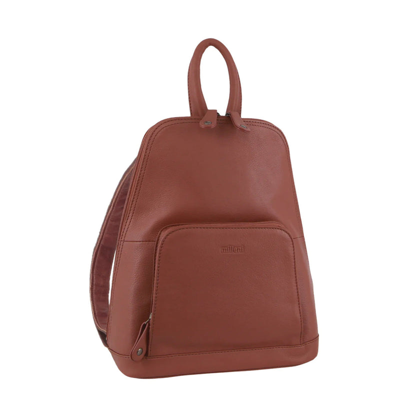 Load image into Gallery viewer, Milleni Ladies Backpack Leather Twin Zip Rucksack School Shoulder Bag - Rose-1
