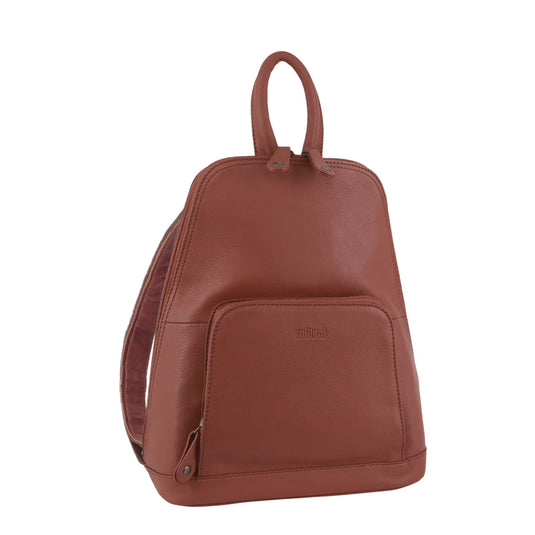 Milleni Ladies Backpack Leather Twin Zip Rucksack School Shoulder Bag - Rose-1