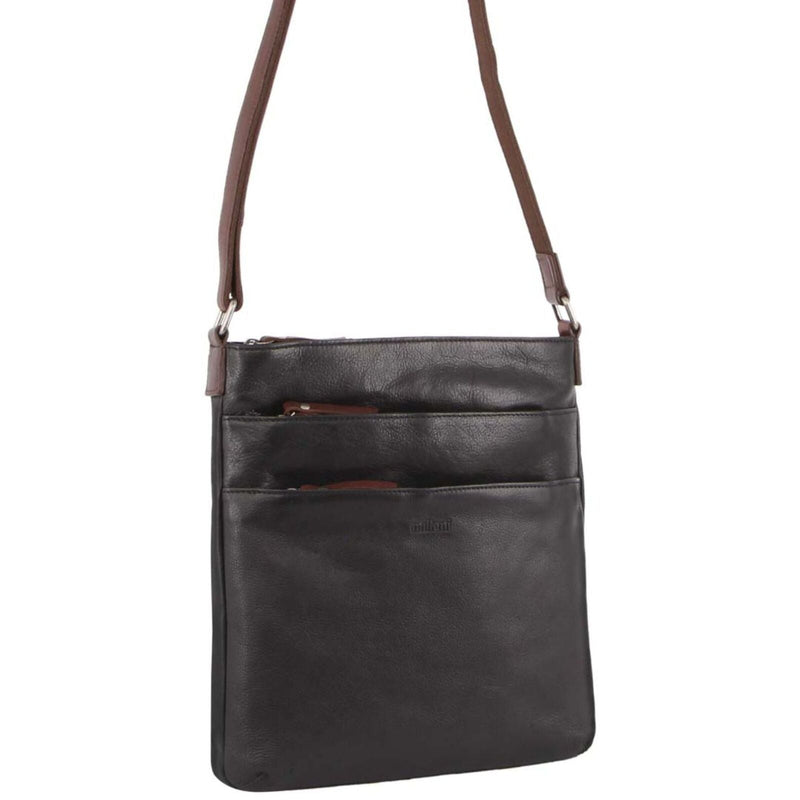 Load image into Gallery viewer, Milleni Womens Italian Leather Bag Soft Nappa Leather Cross-Body Travel - Black/Chestnut-0
