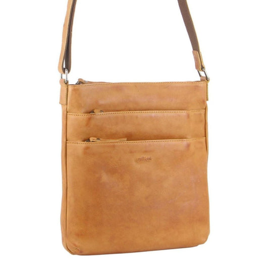 Milleni Womens Italian Leather Bag Soft Nappa Leather Cross-Body Travel - Caramel-1