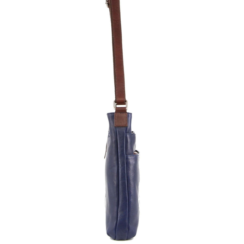 Load image into Gallery viewer, Milleni Womens Italian Leather Bag Soft Nappa Leather Cross-Body Travel - Indigo/Chestnut-3
