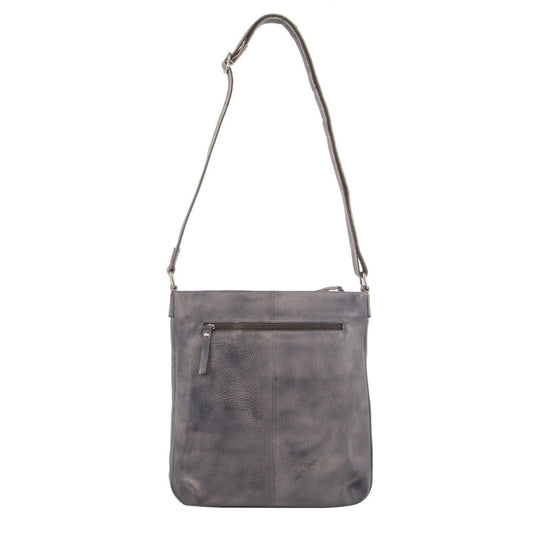 Milleni Ladies Nappa Leather Zip Closure Cross Body Bag Travel - Slate-3