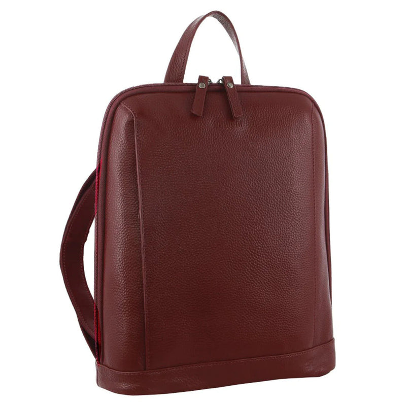 Load image into Gallery viewer, Milleni Ladies Nappa Leather Bag Twin Zip Backpack w/ Zipped Pocket - Cabernet Red-0
