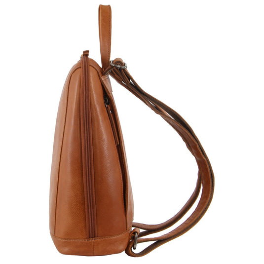 Milleni Ladies Backpack Shoulder Bag Nappa Leather Womens Rucksack - Cognac-3
