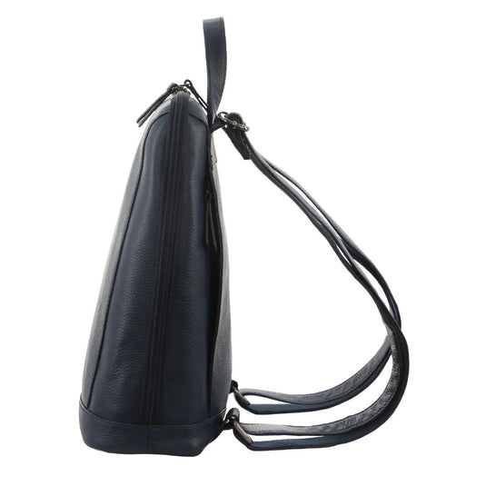 Milleni Ladies Backpack Nappa Leather Womens Shoulder Bag Rucksack Travel - Navy-2