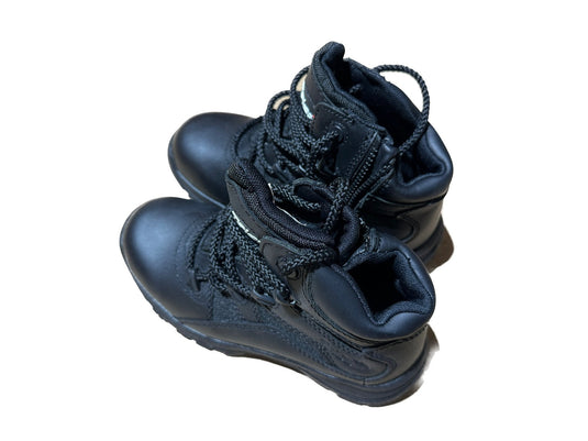 Telas Ankle Cut Leather Combat w Side Zip Boots Shoes EEE - Black-2
