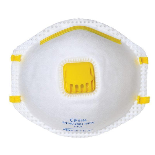1 Pack of 10x FFP1 Valved Dust Mist Respirator Face Mask - White-0