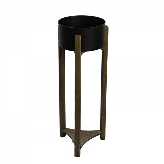 Fusion Steel Plant Stand Outdoor Indoor Flower Pot Rack Home Planter Shelf - Black 63cm x 24cm-0