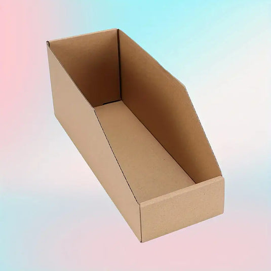 10x Cardboard Storage Organizer Bins BE Corrugated Pantry Shelf Boxes for Office & Garage Organization-0