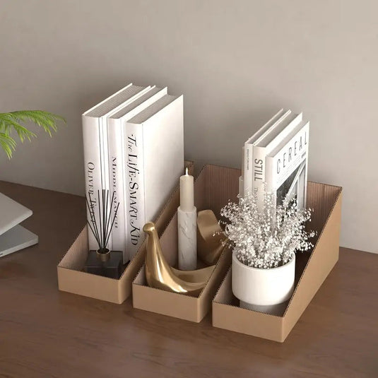 10x Cardboard Storage Organizer Bins BE Corrugated Pantry Shelf Boxes for Office & Garage Organization-1