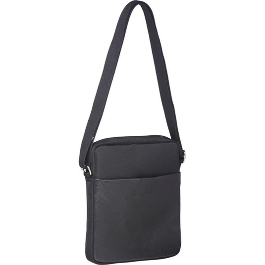 Pierre Cardin Mens Italian Leather iPad Cross Body Bag with Nylon Trim- Black-2