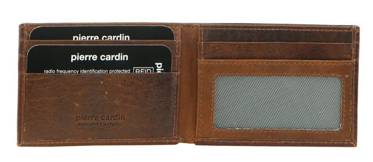 Pierre Cardin Mens RFID Slim Wallet Genuine Italian Leather w Gift Box - Cognac-3
