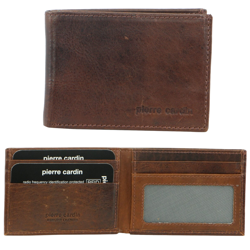 Load image into Gallery viewer, Pierre Cardin Mens RFID Slim Wallet Genuine Italian Leather w Gift Box - Cognac-0
