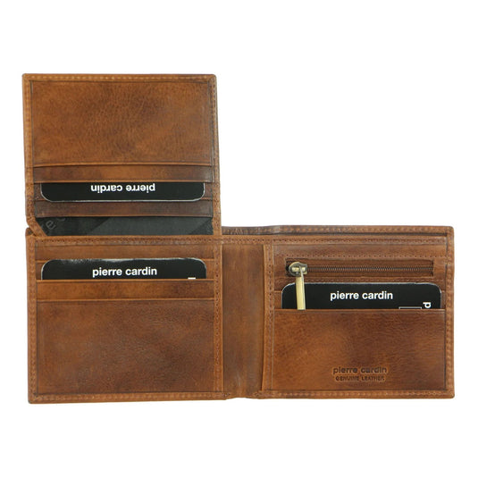 Pierre Cardin Mens Wallet RFID Blocking Genuine Italian Leather - Brown-3