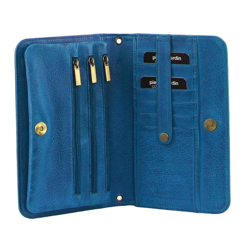 Load image into Gallery viewer, Pierre Cardin Ladies Womens Clutch Leather Wallet Purse RFID Protected - Aqua Blue-3
