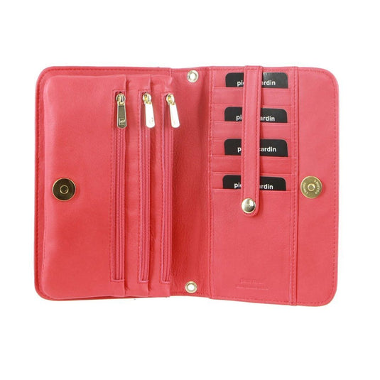 Pierre Cardin Ladies Clutch Leather Wallet Purse Cross Body Bag RFID Protected - Red-2