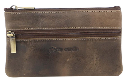 Pierre Cardin Ladies Womens Genuine Leather RFID Coin Purse Wallet - Mushroom-0