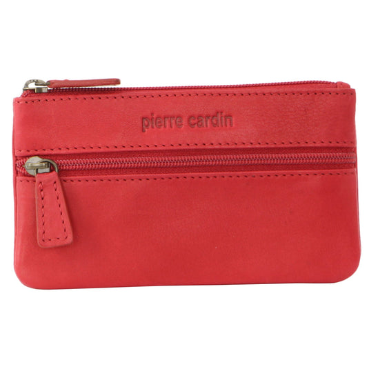 Pierre Cardin Ladies Womens Genuine Leather RFID Coin Purse Wallet - Red-1