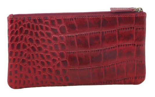 Pierre Cardin Ladies Womens Genuine Soft Leather Italian Wallet - Red/Croc-2