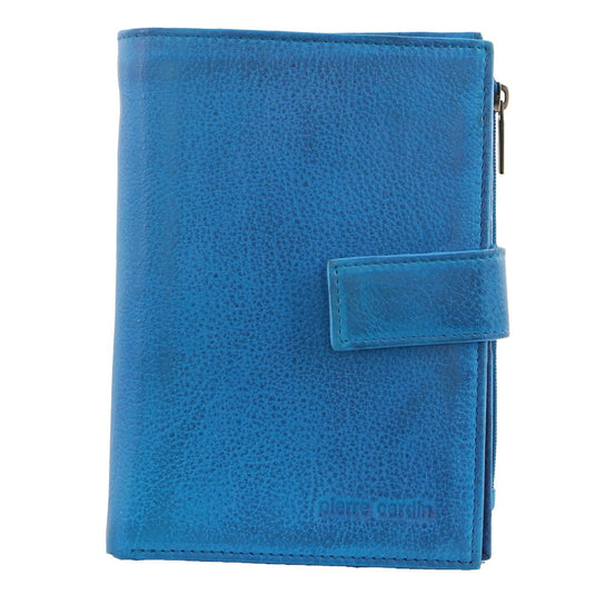 Pierre Cardin Womens Bi-Fold Italian Leather Credit Card Holder Wallet - Aqua Blue-2