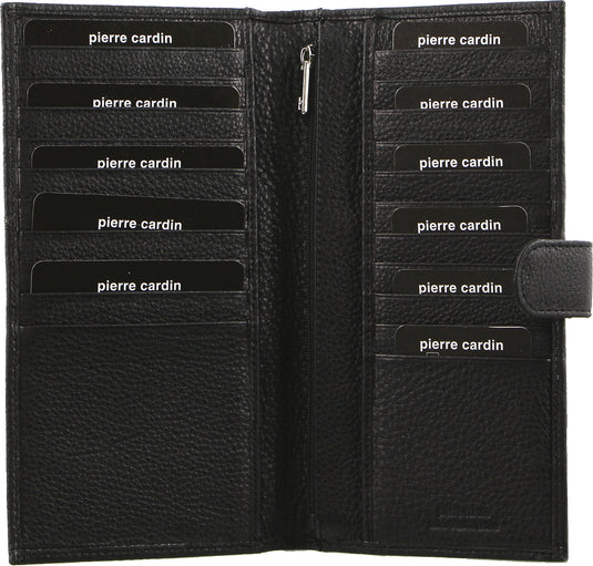 Pierre Cardin Leather Passport Holder Travel Wallet w/ RFID Protection - Black-1