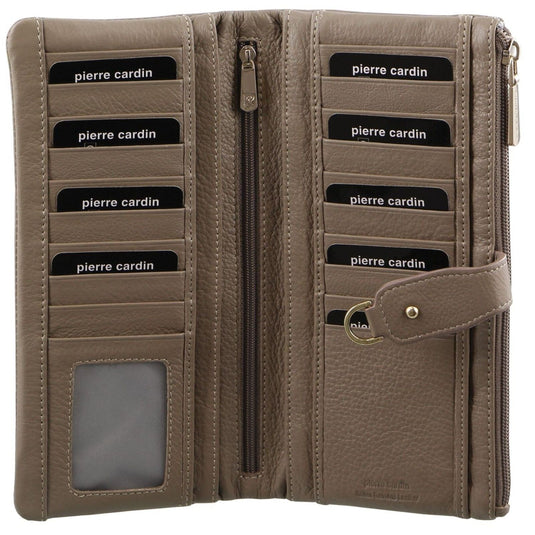 Pierre Cardin Women RFID Italian Leather Wallet Purse Credit Card Holder - Taupe-0
