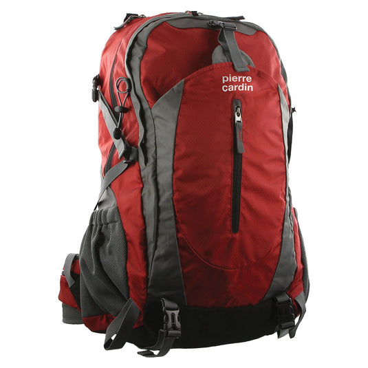 Pierre Cardin RFID Backpack Bag Hiking Trekking School Travel Camping Waterproof 57 Litre - Red-0