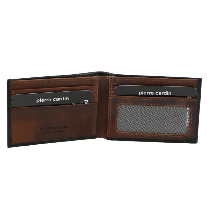 Load image into Gallery viewer, Pierre Cardin Mens Leather RFID Italian Two-Tone Wallet - Black Cognac-1
