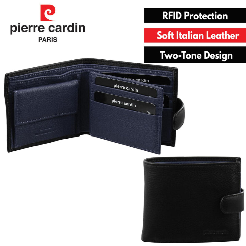 Load image into Gallery viewer, Pierre Cardin Mens Italian Leather Two Tone Wallet - Black/Midnight-3
