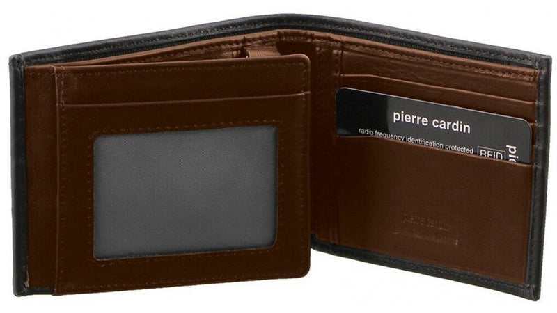 Load image into Gallery viewer, Pierre Cardin Italian Genuine Leather Mens Two Tone Bi Fold Wallet- Black/Cognac-2
