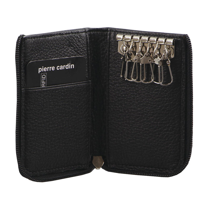 Load image into Gallery viewer, Pierre Cardin Mens Key &amp; Credit Card Holder Italian Leather Wallet - Black-0
