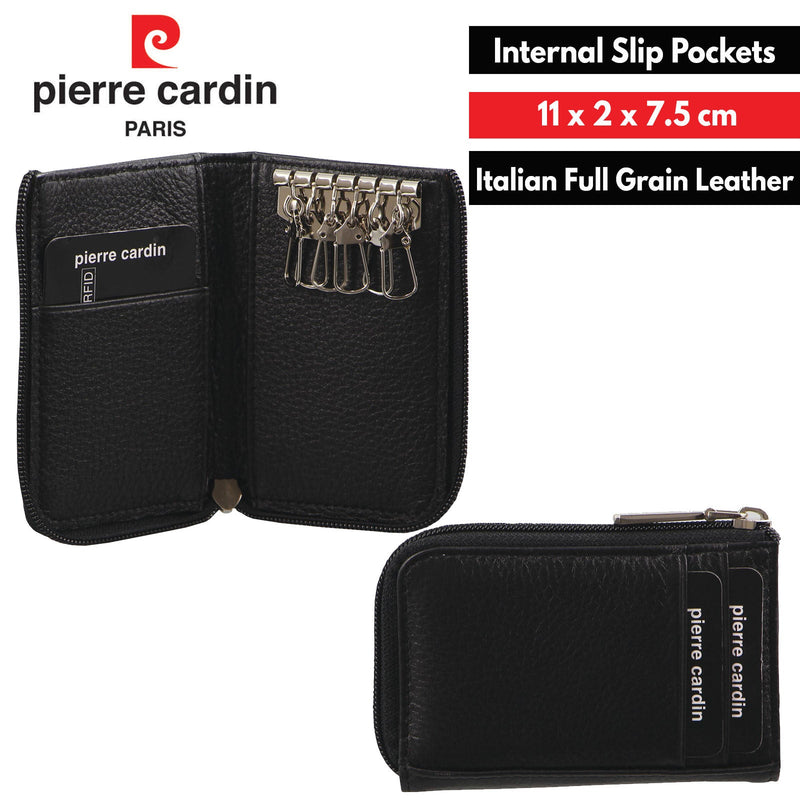 Load image into Gallery viewer, Pierre Cardin Mens Key &amp; Credit Card Holder Italian Leather Wallet - Black-3
