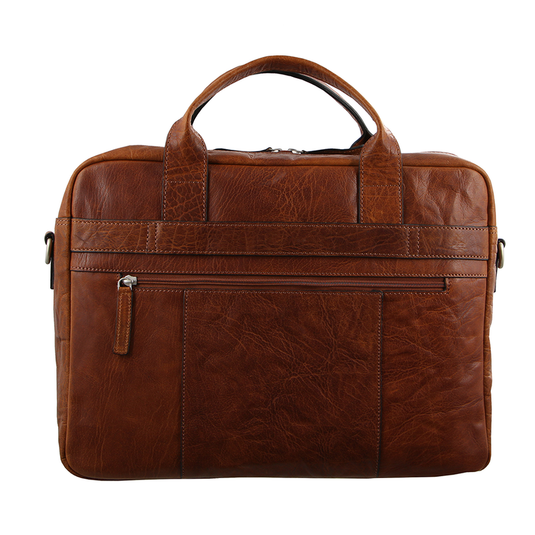 Pierre Cardin Italian Leather Business 15" Laptop Bag Briefcase Messenger Bag - Chestnut-3