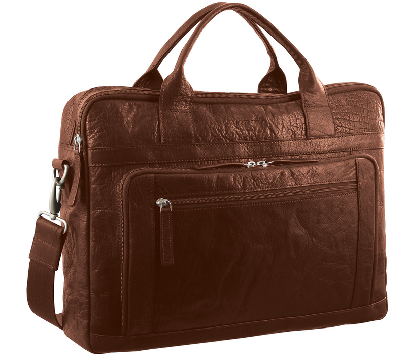 Load image into Gallery viewer, Pierre Cardin Italian Leather Business 15" Laptop Bag Briefcase Messenger Bag - Chestnut-2
