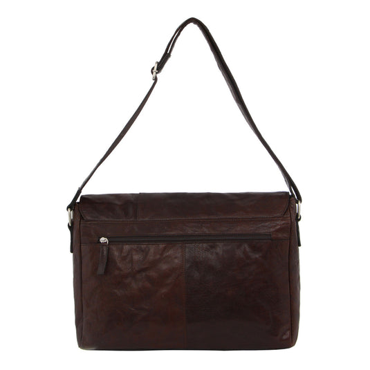 Pierre Cardin Rustic Leather Bag 15" Laptop Computer Messenger Business Travel - Brown-2