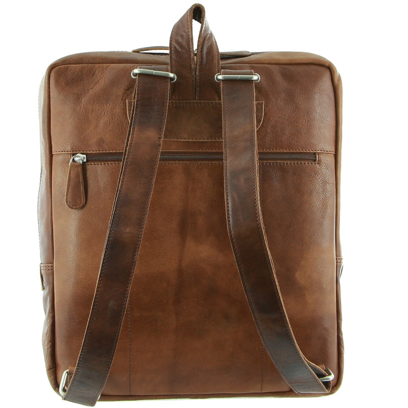 Load image into Gallery viewer, Pierre Cardin Rustic Large Leather Backpack Bag Rucksack Men Women - Cognac-3
