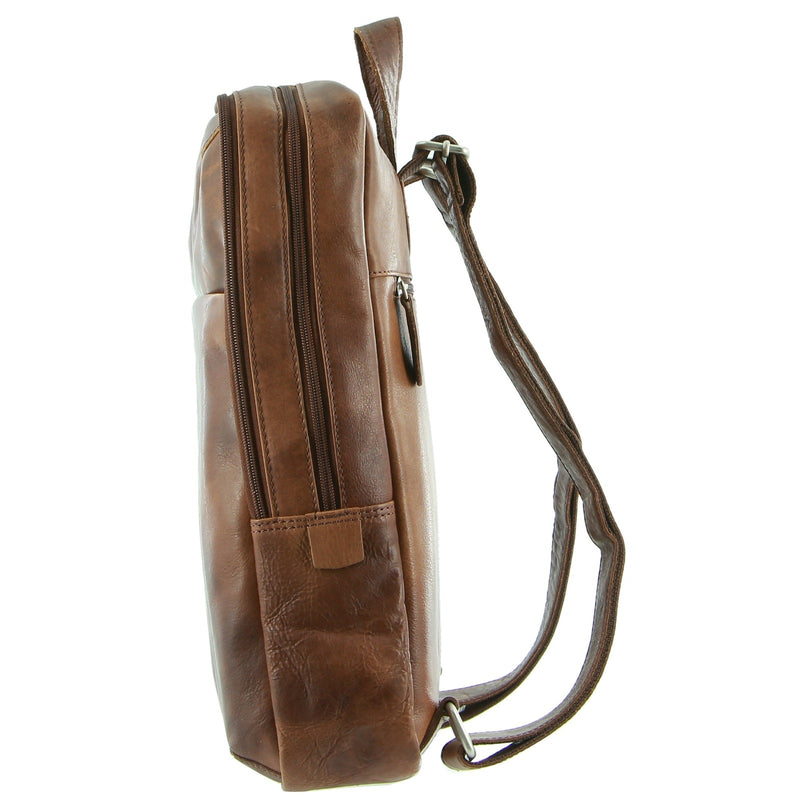 Load image into Gallery viewer, Pierre Cardin Rustic Large Leather Backpack Bag Rucksack Men Women - Cognac-2
