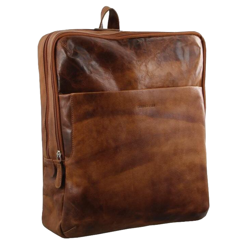 Load image into Gallery viewer, Pierre Cardin Rustic Large Leather Backpack Bag Rucksack Men Women - Cognac-0
