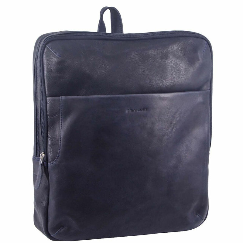 Load image into Gallery viewer, Pierre Cardin Rustic Large Leather Backpack Bag Rucksack Men Women - Midnight-4
