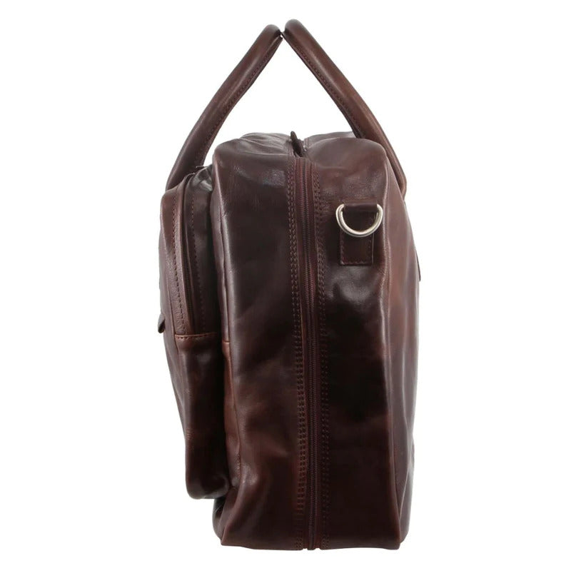 Load image into Gallery viewer, Pierre Cardin Mens Rustic Leather Overnight Bag Weekend Luggage - Chocolate-2
