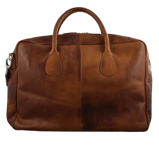 Pierre Cardin Mens Rustic Leather Overnight Bag Weekend Luggage - Cognac-3