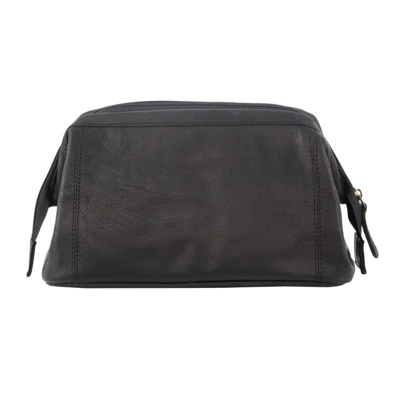 Load image into Gallery viewer, Pierre Cardin Mens Rustic Leather Toiletry Case Bag Travel - Black-4
