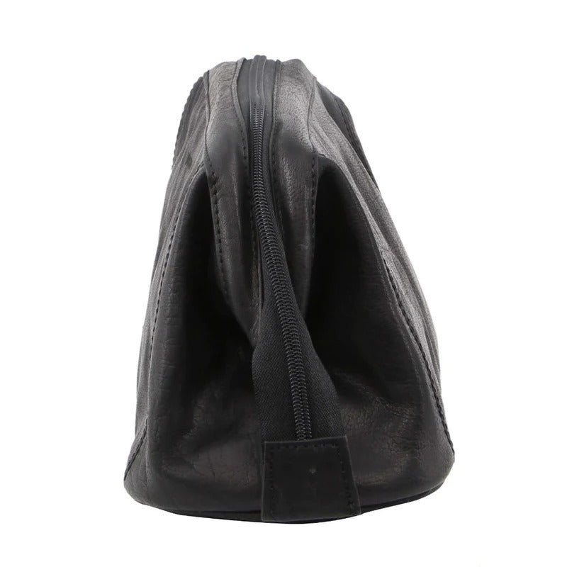 Load image into Gallery viewer, Pierre Cardin Mens Rustic Leather Toiletry Case Bag Travel - Black-3
