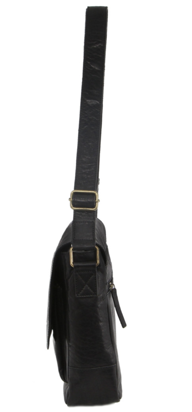 Load image into Gallery viewer, Pierre Cardin Genuine Leather 13&quot; Laptop Computer Messenger Sling Bag Travel Business - Black-4
